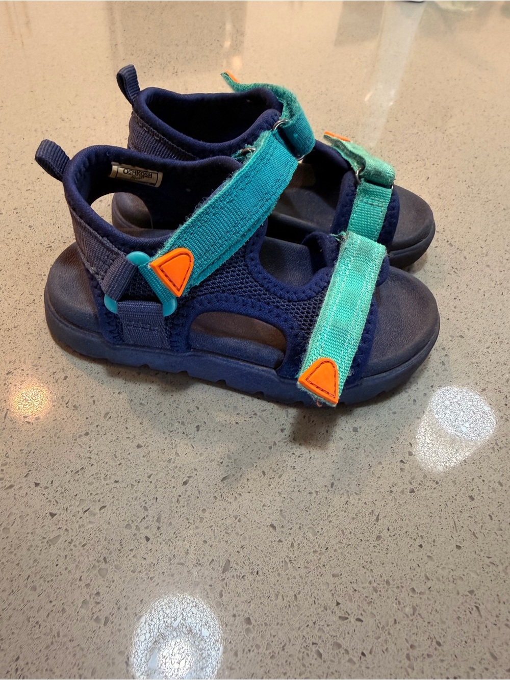 OshKosh B'gosh Navy and Teal Strap Sandals with Orange Accents